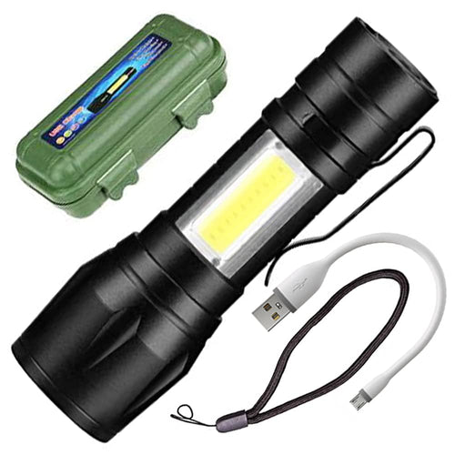Mini 2 in 1 LED Rechargeable Flashlight – Compact Handheld Torch - Saadiq.pk