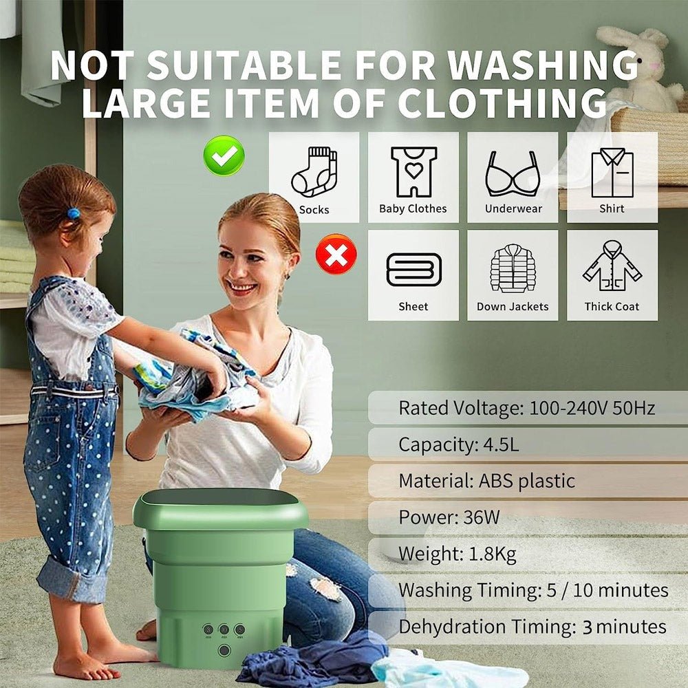 Mini Foldable Washing Machine – Portable Laundry Washer - Saadiq.pk