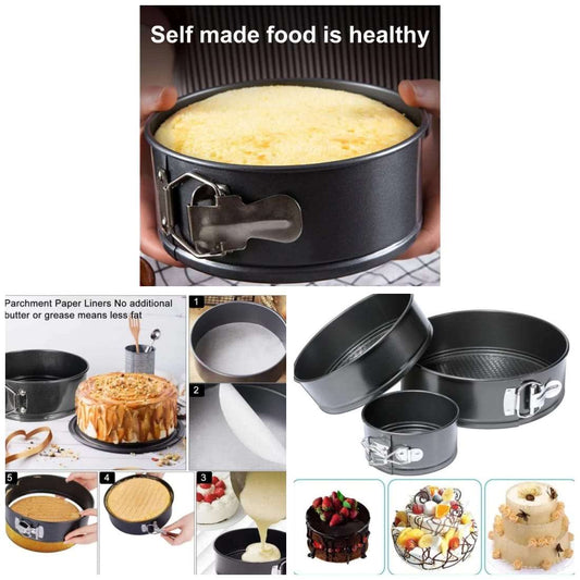 Mix Cart Round Non Stick Cake Pan Bakeware Cake Mold 3 PC Set - Saadiq.pk