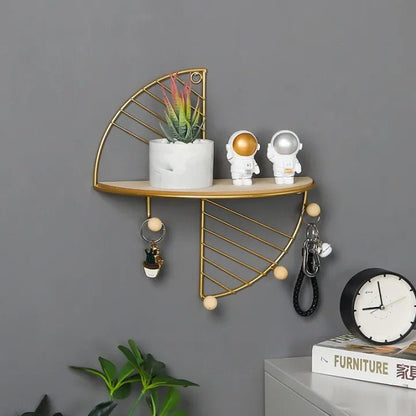 Modern Minimalist Semi - Circular Rectangular Wall Shelf – Creative Wall Décor Rack - Saadiq.pk