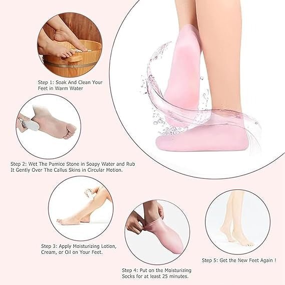 Moisturizing Jelly Socks for Dry Feet | Hydrating Gel Heel Socks for Cracked Heels, Rough Skin & Callus Repair - Saadiq.pk