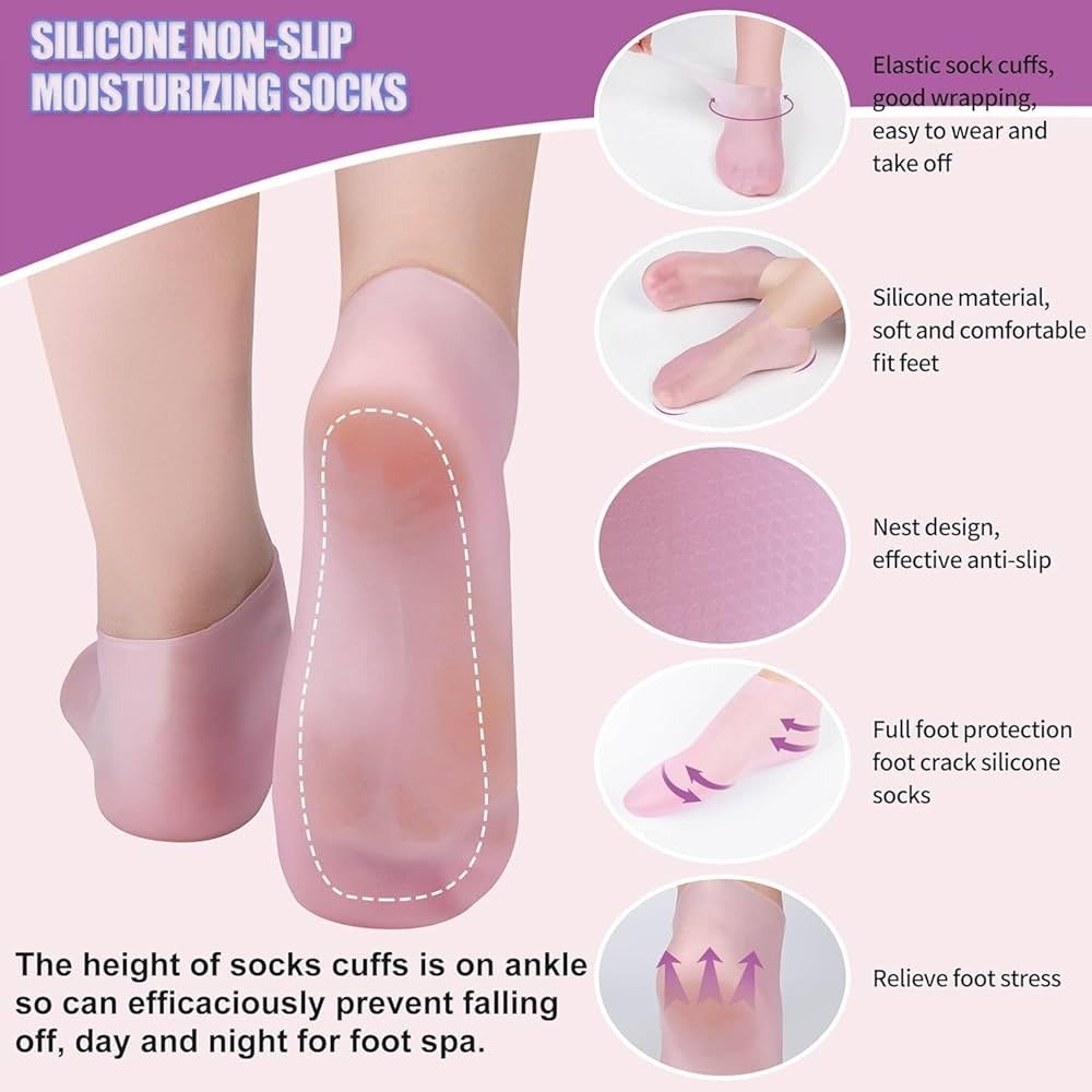 Moisturizing Jelly Socks for Dry Feet | Hydrating Gel Heel Socks for Cracked Heels, Rough Skin & Callus Repair - Saadiq.pk