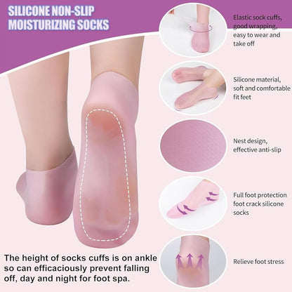 Moisturizing Jelly Socks for Dry Feet | Hydrating Gel Heel Socks for Cracked Heels, Rough Skin & Callus Repair - Saadiq.pk