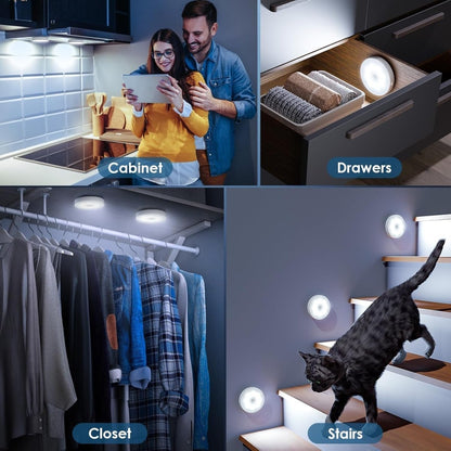 Motion Sensor LED Night Light – Wireless Rechargeable Cabinet & Stair Light with Magnetic Mount (PACK OF 2) - Saadiq.pk
