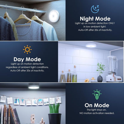 Motion Sensor LED Night Light – Wireless Rechargeable Cabinet & Stair Light with Magnetic Mount (PACK OF 2) - Saadiq.pk