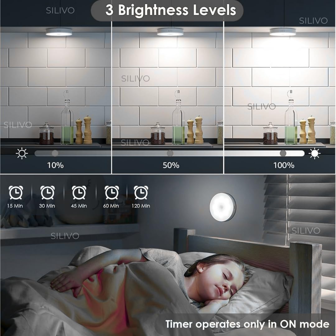 Motion Sensor LED Night Light – Wireless Rechargeable Cabinet & Stair Light with Magnetic Mount (PACK OF 2) - Saadiq.pk