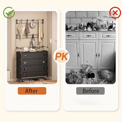 Multi - Functional Shoe & Coat Rack with Dustproof Cover – Space Saving Storage Organizer - Saadiq.pk