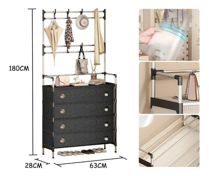 Multi - Functional Shoe & Coat Rack with Dustproof Cover – Space Saving Storage Organizer - Saadiq.pk