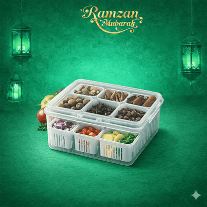 Multi‑Compartment Food Storage Box with Lid – Vegetable & Spice Organizer - Saadiq.pk