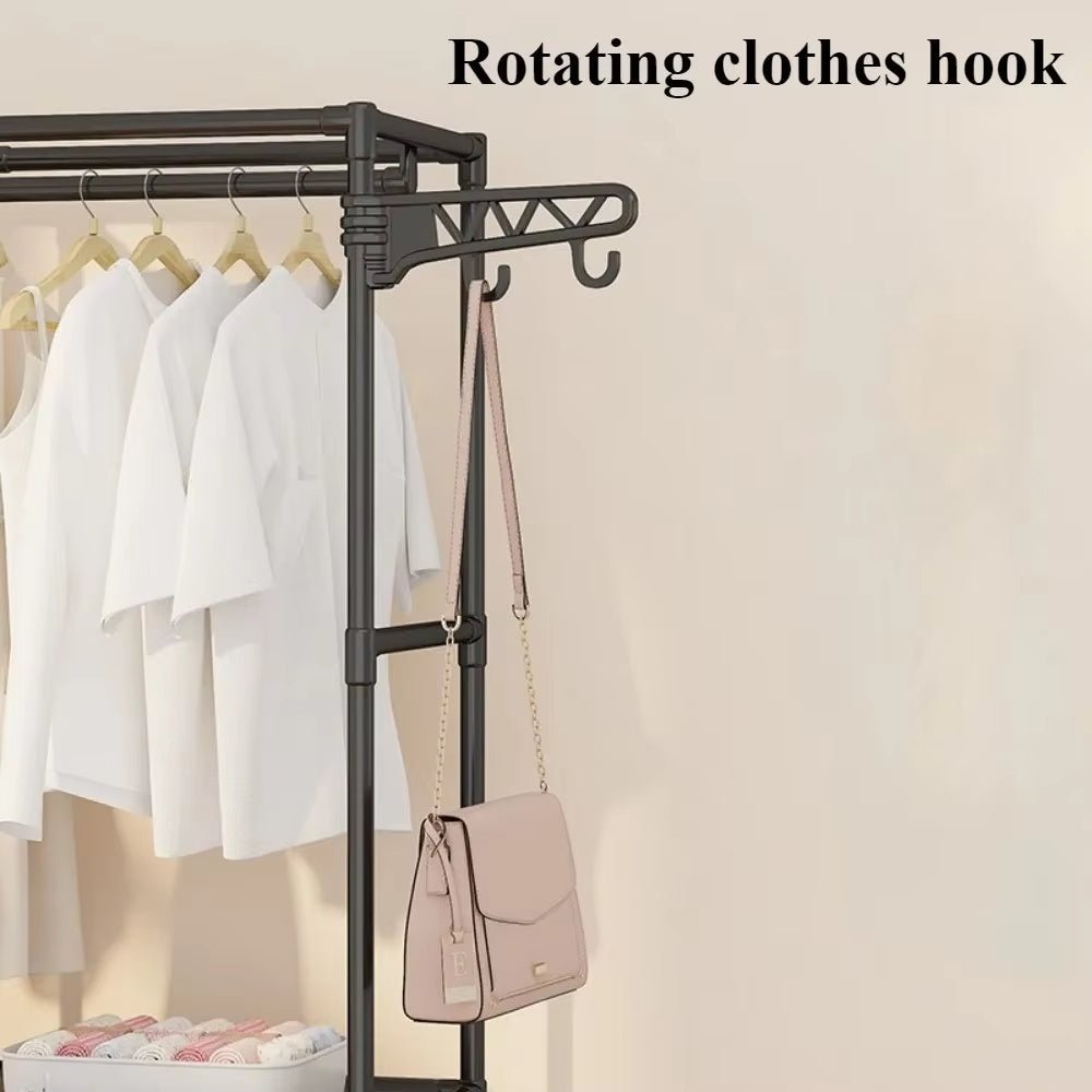 Multifunctional Cloth Rack – Double Layer Wardrobe Organizer - Saadiq.pk