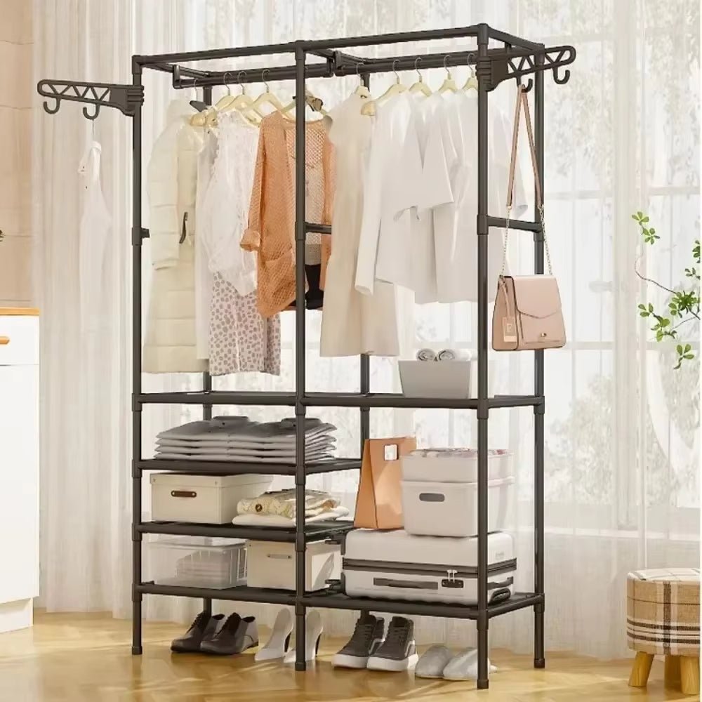 Multifunctional Cloth Rack – Double Layer Wardrobe Organizer - Saadiq.pk