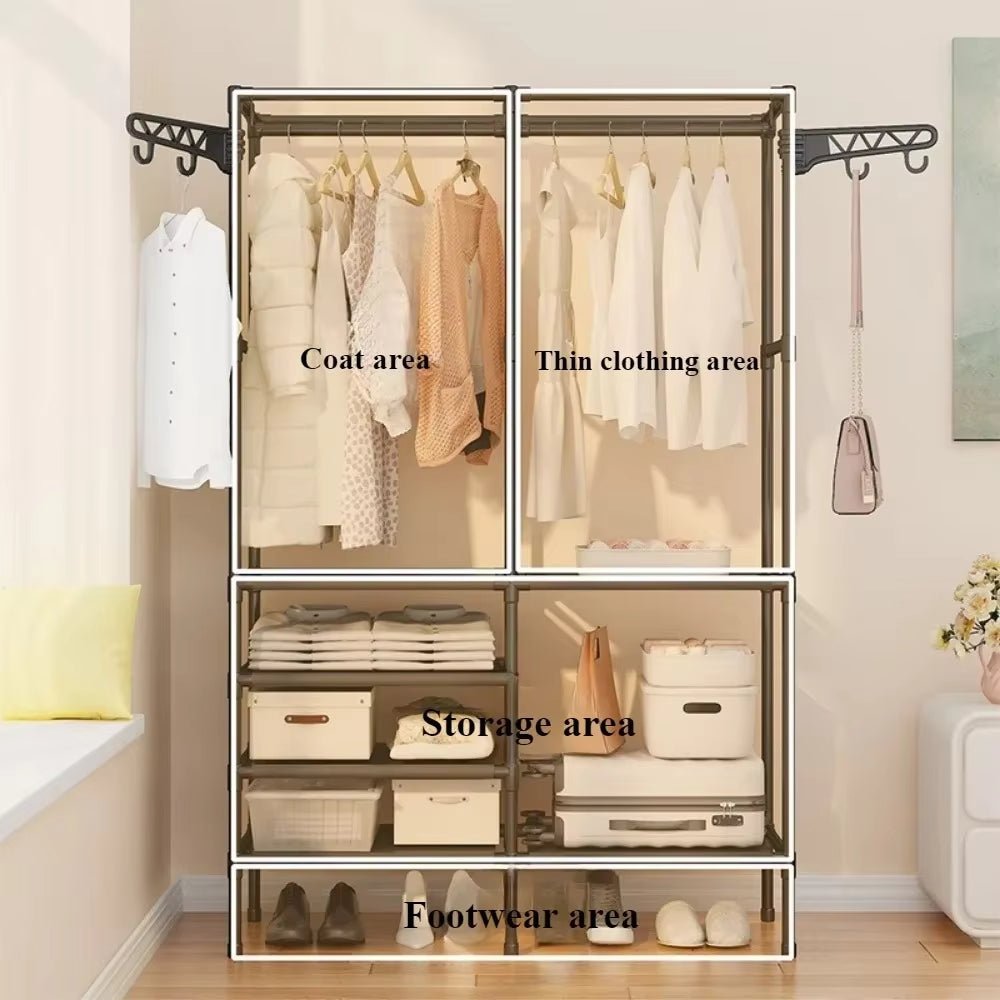 Multifunctional Cloth Rack – Double Layer Wardrobe Organizer - Saadiq.pk