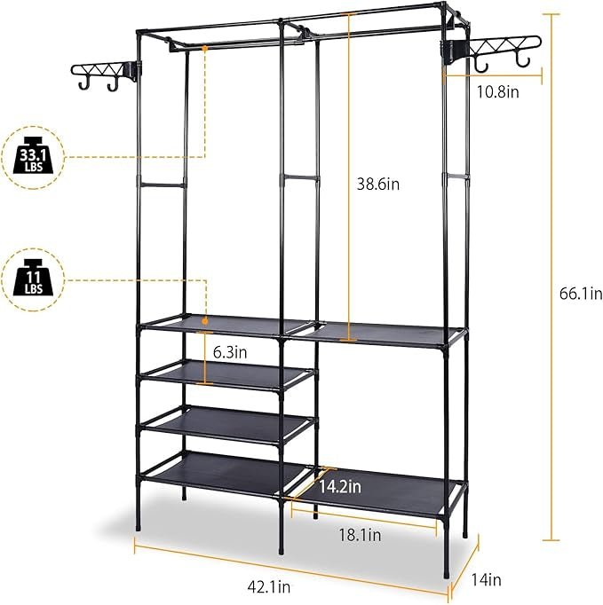 Multifunctional Cloth Rack – Double Layer Wardrobe Organizer - Saadiq.pk