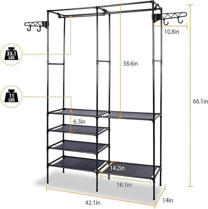 Multifunctional Cloth Rack – Double Layer Wardrobe Organizer - Saadiq.pk