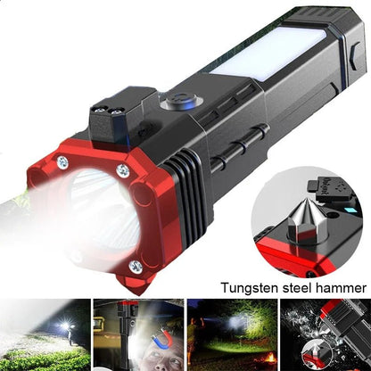 Multifunctional Emergency Hammer Flashlight with Power Bank - Saadiq.pk
