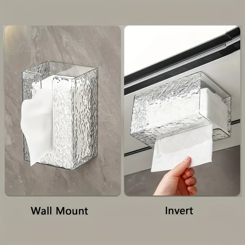 Multifunctional Glacier Pattern Tissue Box – Wall Mounted Acrylic Dispenser - Saadiq.pk