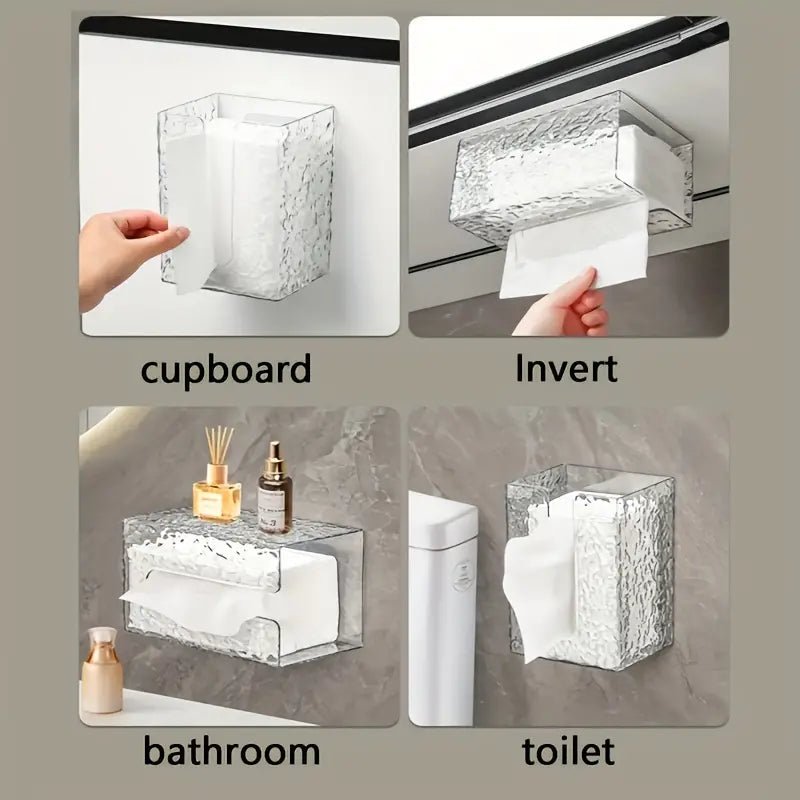 Multifunctional Glacier Pattern Tissue Box – Wall Mounted Acrylic Dispenser - Saadiq.pk