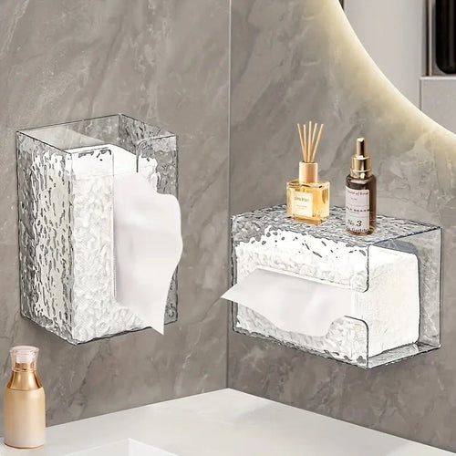 Multifunctional Glacier Pattern Tissue Box – Wall Mounted Acrylic Dispenser - Saadiq.pk