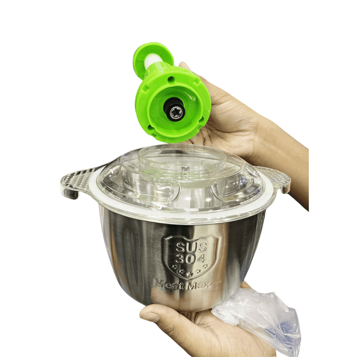 Multifunctional Manual Stainless Steel Push Chopper – Large Capacity - 2L - Saadiq.pk