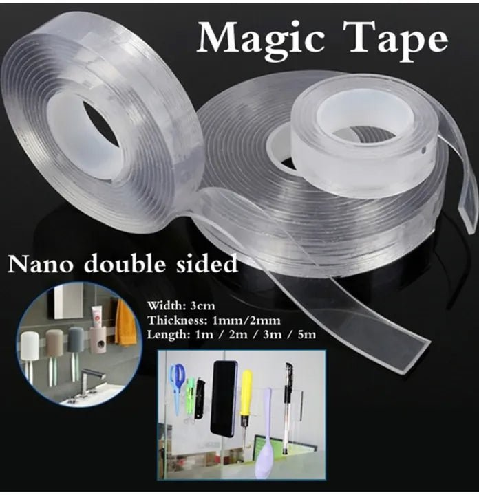 Multipurpose Double - Sided Nano Tape – Strong Washable & Reusable Adhesive - Saadiq.pk
