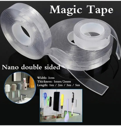 Multipurpose Double - Sided Nano Tape – Strong Washable & Reusable Adhesive - Saadiq.pk