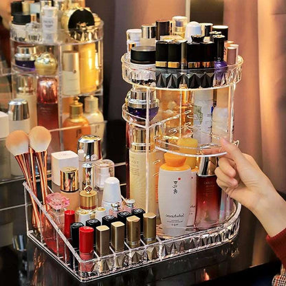 New Rotating Cosmetic Organizer | 360° Multi‑Layer Makeup Storage Rack - Saadiq.pk