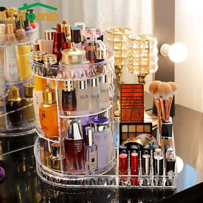 New Rotating Cosmetic Organizer | 360° Multi‑Layer Makeup Storage Rack - Saadiq.pk