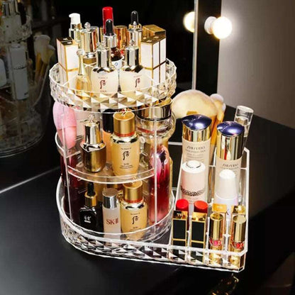New Rotating Cosmetic Organizer | 360° Multi‑Layer Makeup Storage Rack - Saadiq.pk