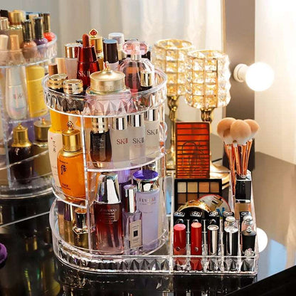New Rotating Cosmetic Organizer | 360° Multi‑Layer Makeup Storage Rack - Saadiq.pk