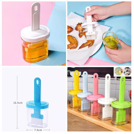 Oil Brush Jar – Silicone BBQ & Baking Brush with Jar - Saadiq.pk