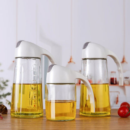 Oil Jug Dispenser (600 ml) – Automatic Flip Cap, Leak - Proof Glass Bottle - Saadiq.pk