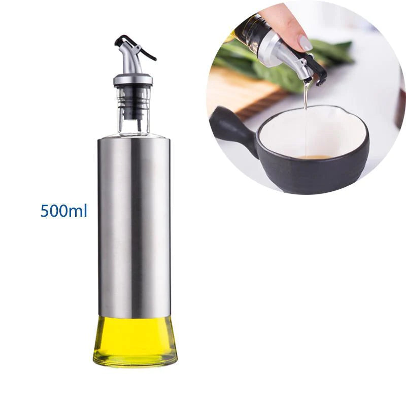 Glass Oil & Vinegar Dispenser – Easy-Pour Bottle with Sprinkler for Kitchen 300ML