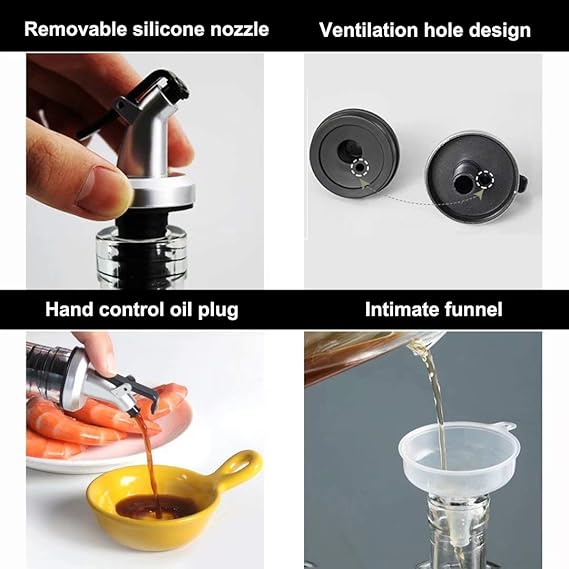 Glass Oil & Vinegar Dispenser – Easy-Pour Bottle with Sprinkler for Kitchen 300ML