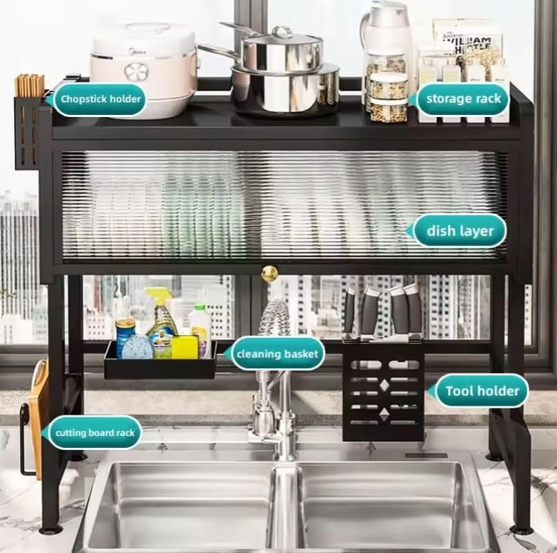 Over The Sink Cabinet Rack – Multi - Functional Kitchen Storage Organizer - Saadiq.pk