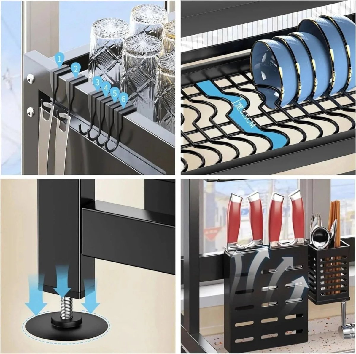 Over The Sink Rack for Kitchen – Multi - Functional Kitchen Storage Organizer - Saadiq.pk