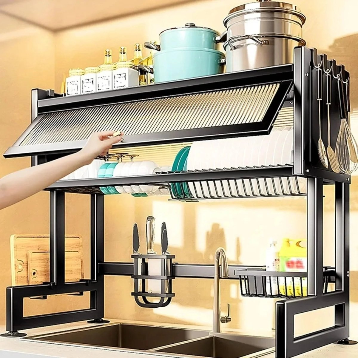 Over The Sink Rack for Kitchen – Multi - Functional Kitchen Storage Organizer - Saadiq.pk