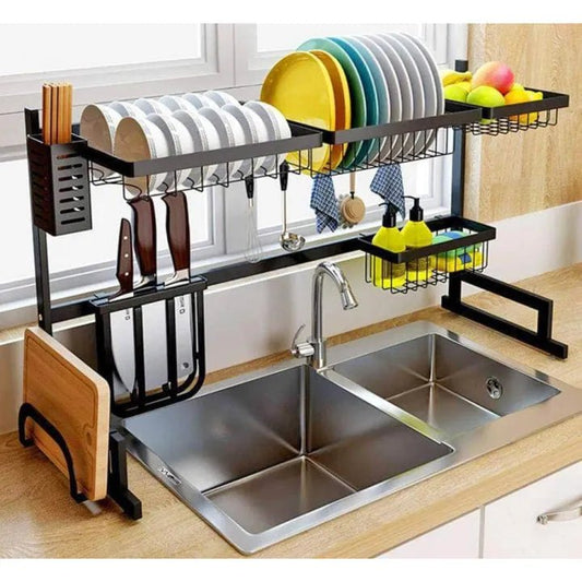 Over‑Sink Dish Drying Rack | Space‑Saving Kitchen Storage Organizer - 85CM - Saadiq.pk