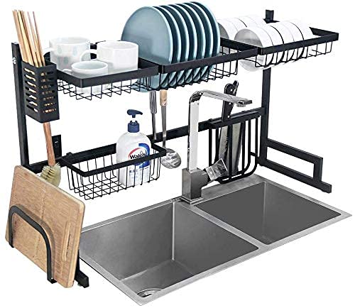Over‑Sink Dish Drying Rack | Space‑Saving Kitchen Storage Organizer - 85CM - Saadiq.pk