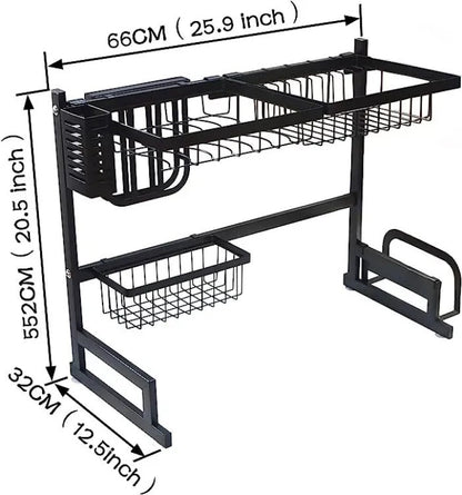 Over‑Sink Dish Drying Rack | Space‑Saving Kitchen Storage Organizer - 85CM - Saadiq.pk