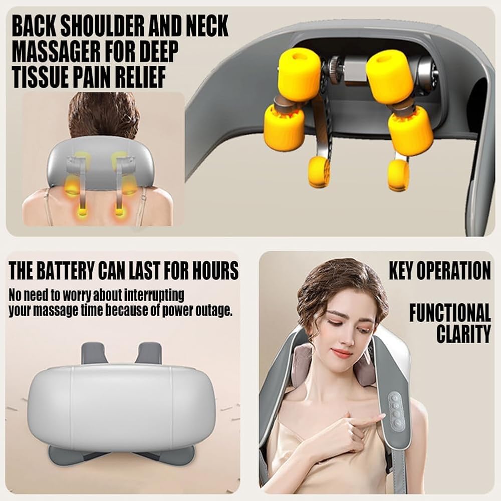 Portable Neck & Back Massager | Heat Therapy - Saadiq.pk