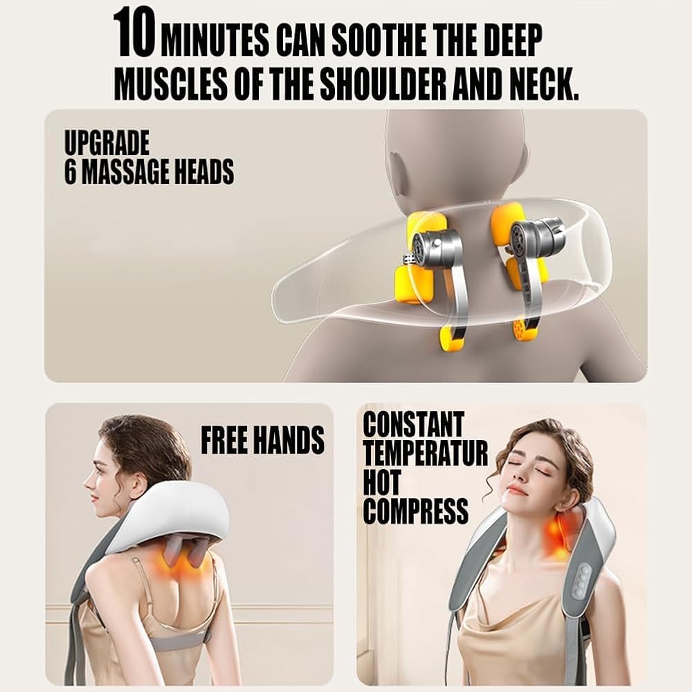Portable Neck & Back Massager | Heat Therapy - Saadiq.pk