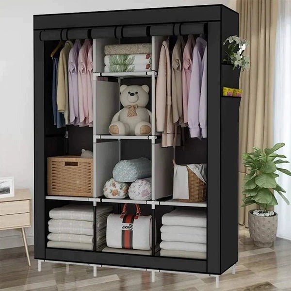 Portable Wardrobe Cloth Organizer – Foldable Storage Cabinet - Saadiq.pk