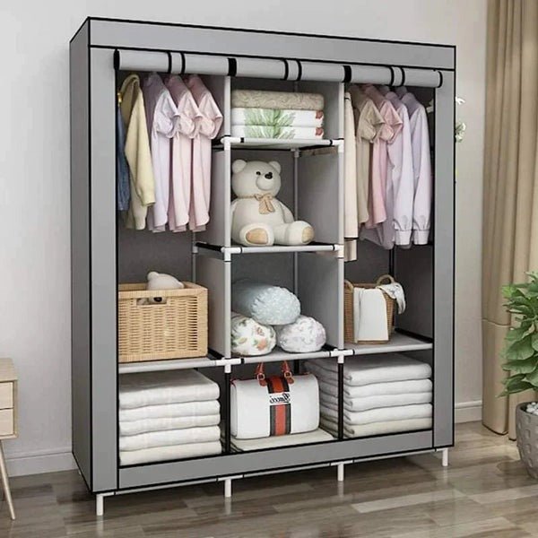 Portable Wardrobe Cloth Organizer – Foldable Storage Cabinet - Saadiq.pk