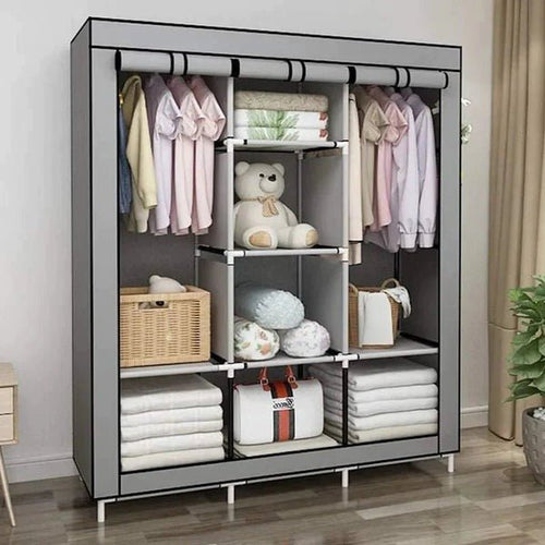 Portable Wardrobe Cloth Organizer – Foldable Storage Cabinet - Saadiq.pk