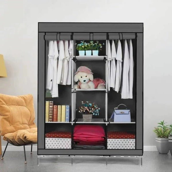 Portable Wardrobe Cloth Organizer – Foldable Storage Cabinet - Saadiq.pk