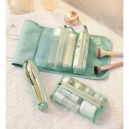 Premium Foldable Travel Makeup Organizer – Detachable Zipper Pouch Hanging Cosmetic Storage Bag - Saadiq.pk