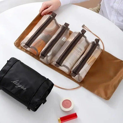 Premium Foldable Travel Makeup Organizer – Detachable Zipper Pouch Hanging Cosmetic Storage Bag - Saadiq.pk