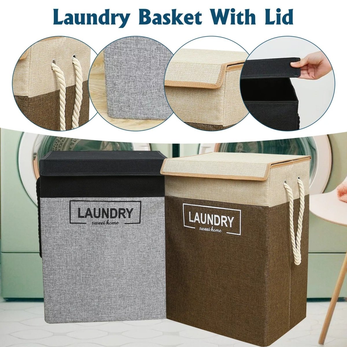 Premium Laundry Basket with Lid – Durable Clothes Storage Organizer - Saadiq.pk