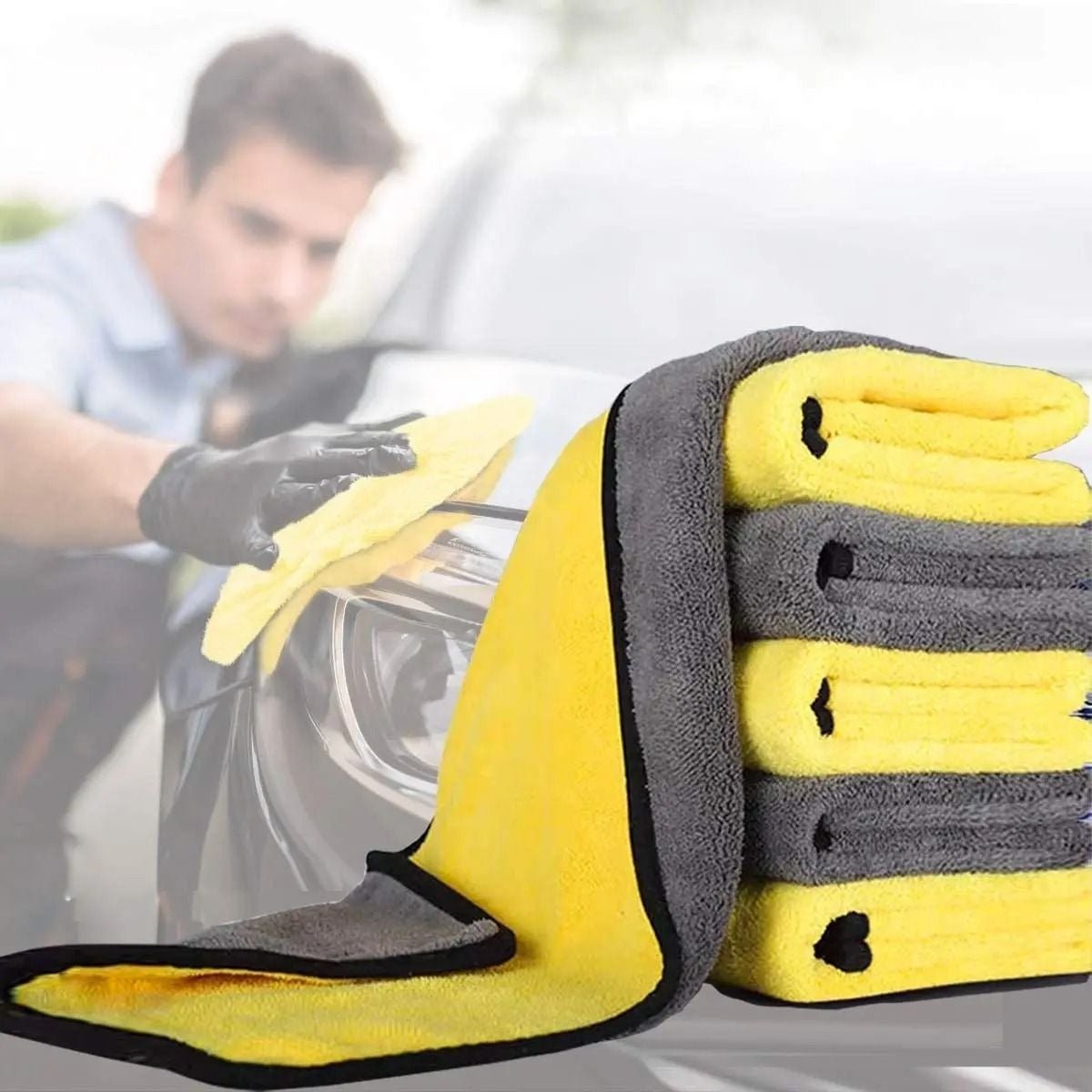 Premium Microfiber Car Cleaning Towel – Super Absorbent & Scratch - Free - Saadiq.pk