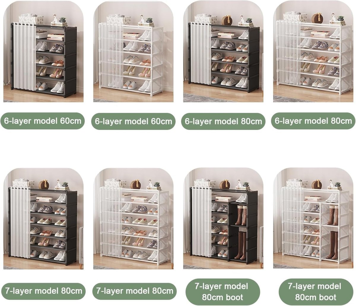 Premium Multi - Layer Shoe Rack with Dust Cover | Space Saving Dustproof Shoe Organizer - Saadiq.pk